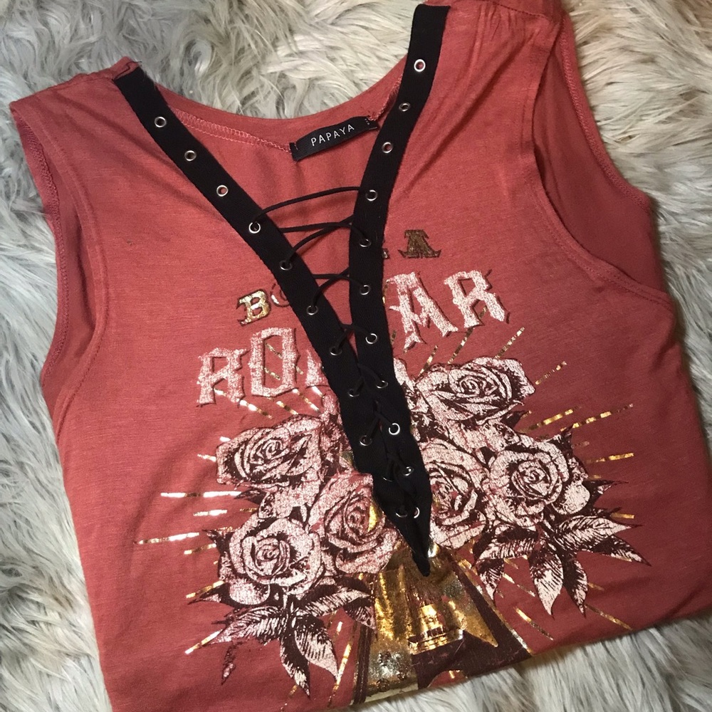 Papaya loose graphic tank top